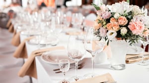 Wedding reception table setting.